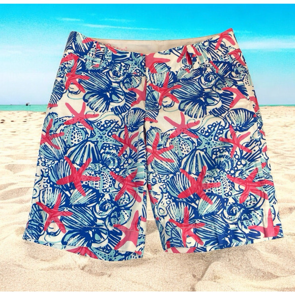 Lilly Pulitzer Chipper Shorts Womens Sz 4 Starfish She She Shells Bermuda Beachy - Picture 2 of 13